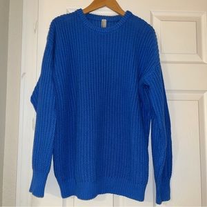 American Apparel Fisherman’s Pullover Chunky Knit Sweater Blue S 100% Cotton
